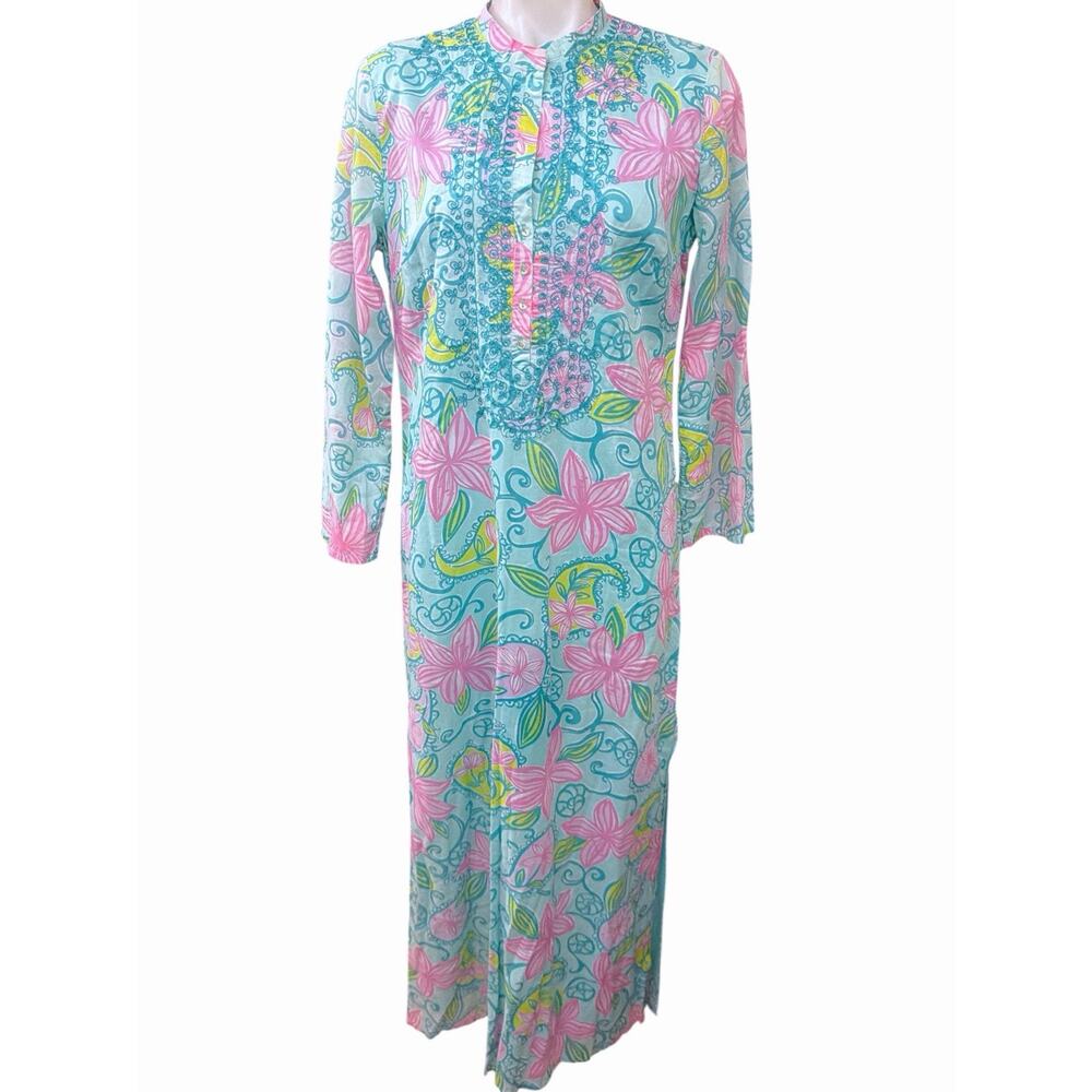 Vintage LILLY PULITZER Caftan Lazy Paisley Maxi Dress Size M